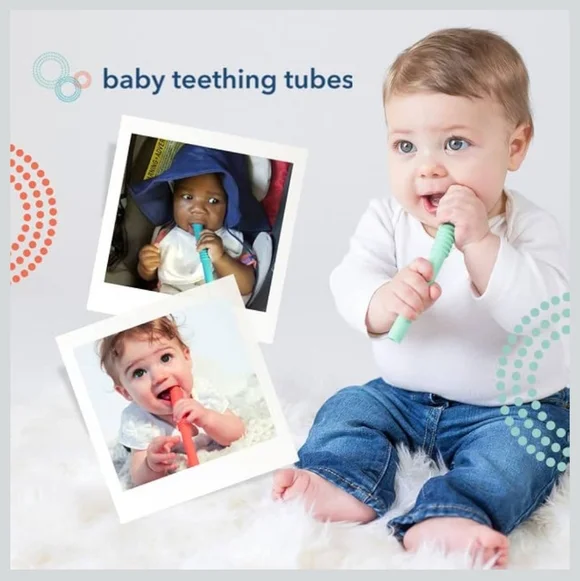 Baby Teething Tubes - Blue & Mint Colors - Picture 6 of 6